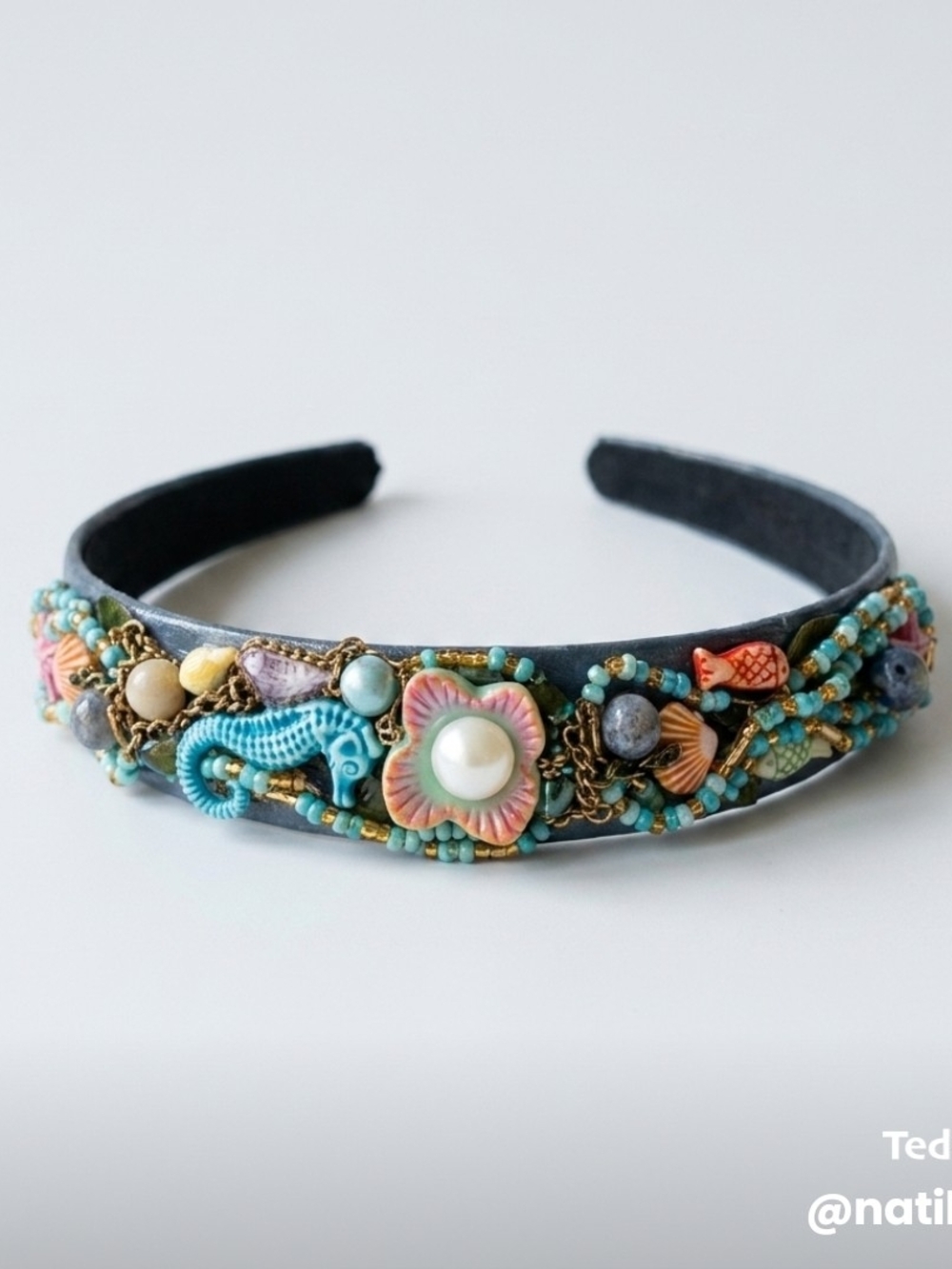 Handcrafted Ocean Bead Headband with Shells And Seshorse